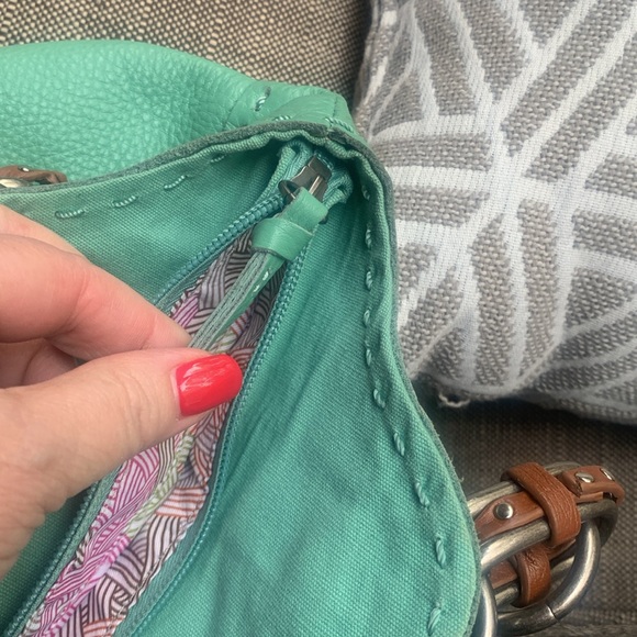 The Sak Bag LEATHER Mint Green Medium  Satchel  Shoulder Purse - Picture 9 of 12